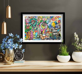 Wallity Cuadro Decorativo Enmarcado en MDF Multicolor 38 x 53 cm